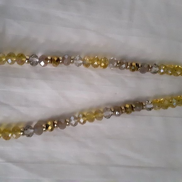 Aurora Borealis Yellow Amber Clear with Beads Cluster Necklace - Picture 6 of 8